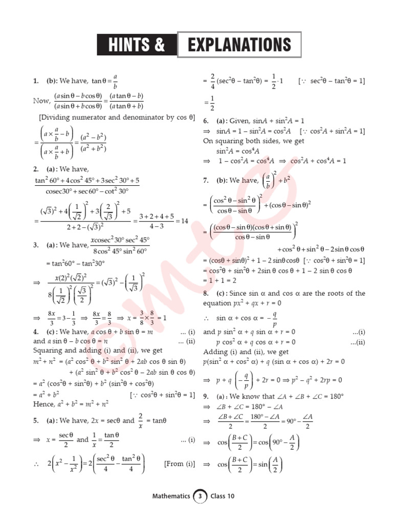 Class 10 Mathematics Trigonometry Guide | PDF | Chess | Chess Theory