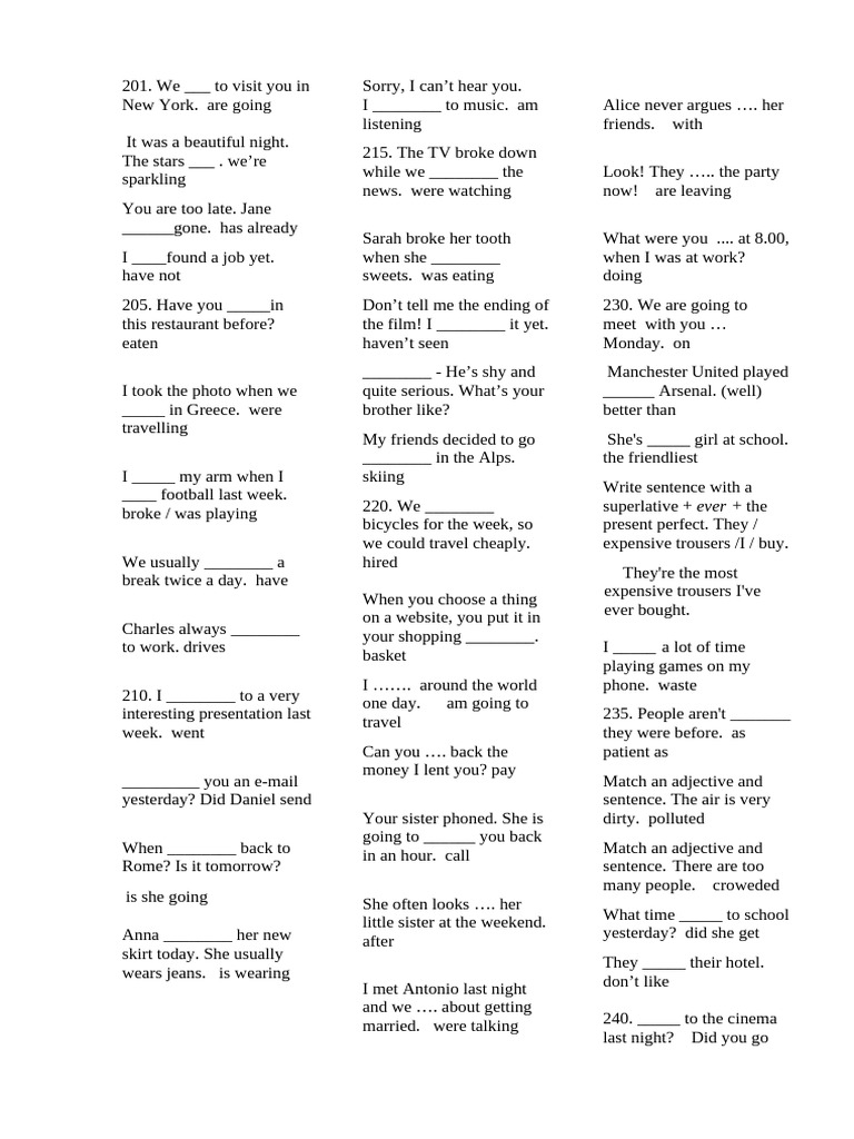English Grammar Practice Exercises | PDF