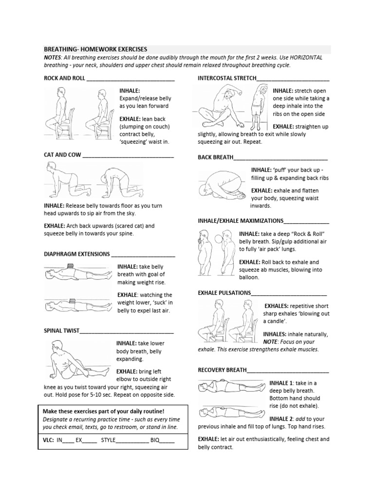 Effective Breathing Homework Exercises | PDF | Exhalation | Breathing