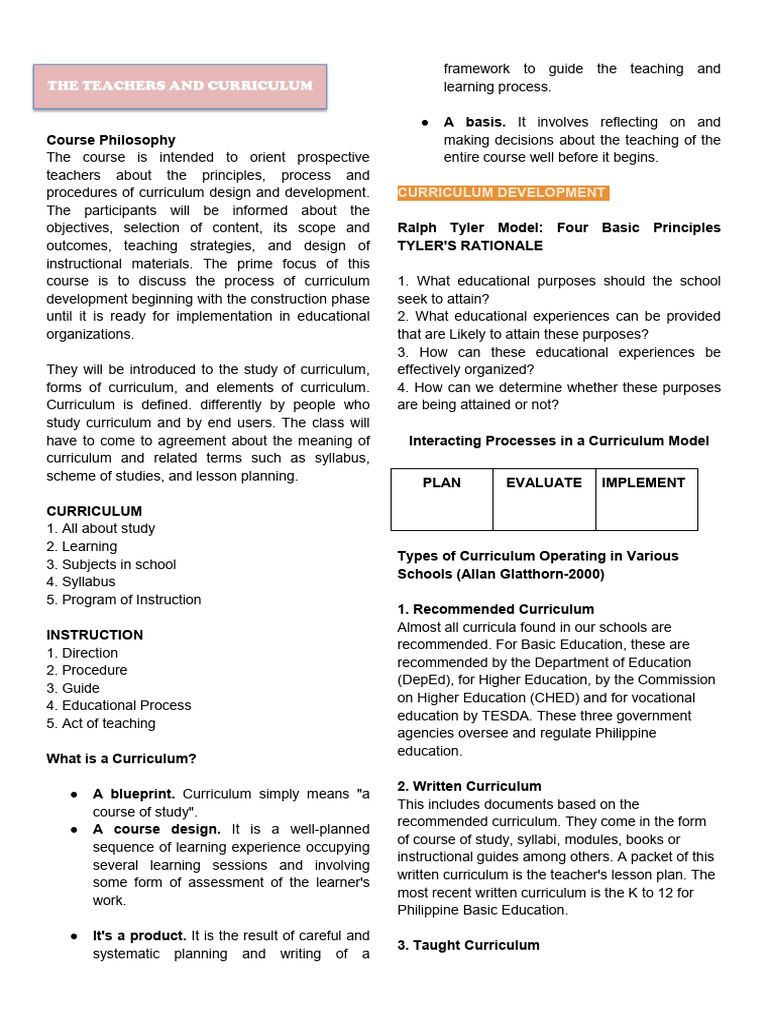 Curriculum Design Principles for Teachers | PDF | Curriculum ...