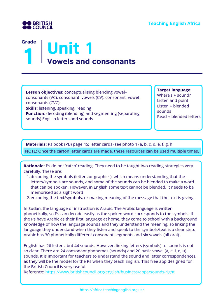 Teaching Vowels and Consonants in English | PDF | Consonant | English ...