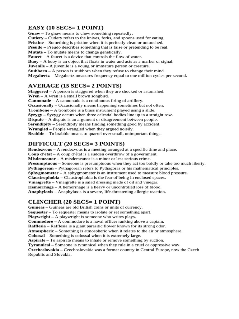 Vocabulary Definitions and Meanings | PDF