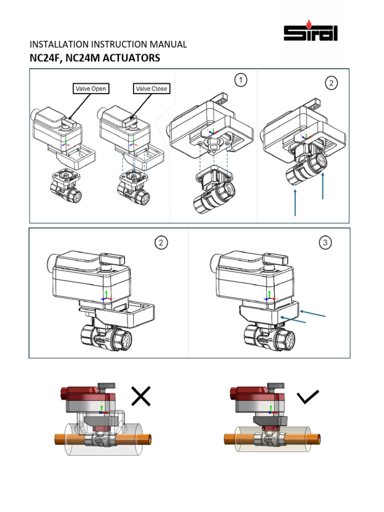 NC24F & NC24M Actuator Installation Guide | PDF