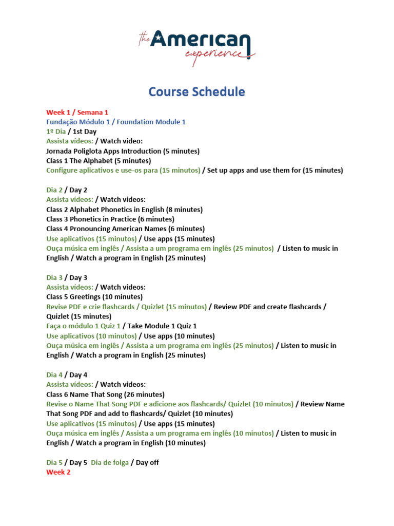 English Learning Course Schedule | PDF | English Language | Linguistics