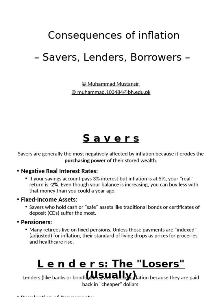 Impact of Inflation on Savers, Lenders, Borrowers | PDF | Inflation ...
