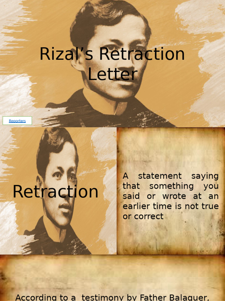 Rizal's Retraction Document Analysis | PDF