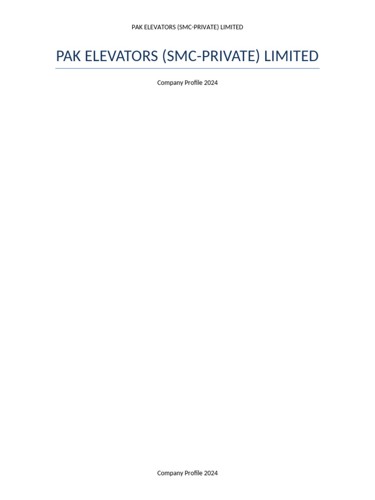 Pak Elevators Company Profile FINAL Updated | PDF | Lahore | Elevator