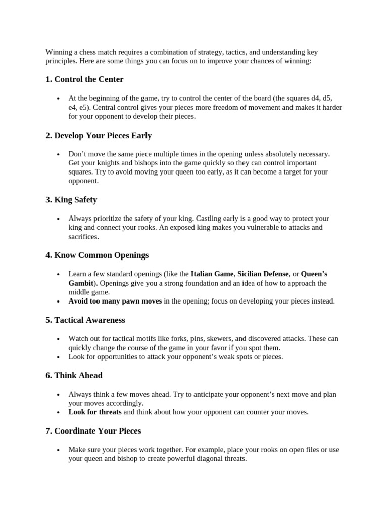 Chess Strategies for Winning Matches | PDF | Chess Openings | Chess