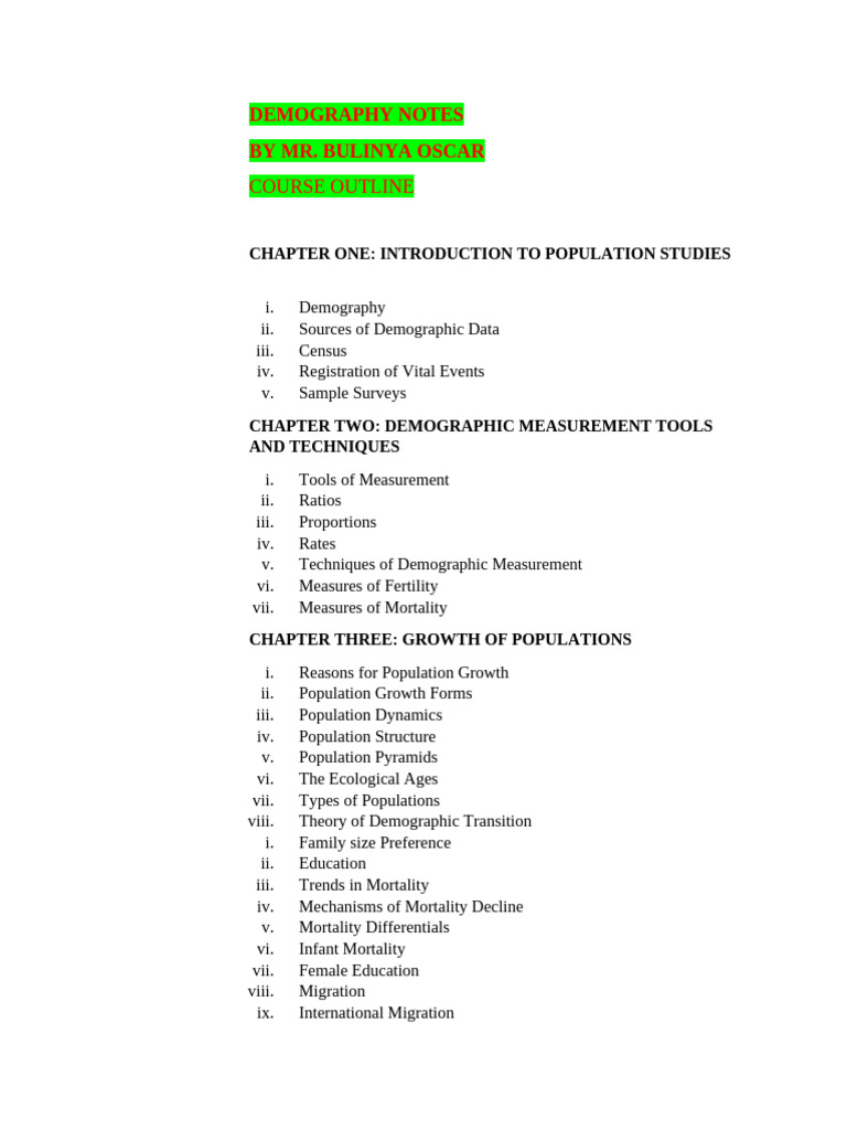 Demography Study Guide and Techniques | PDF | Demography | Domestic ...