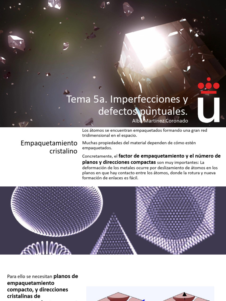 Tema 5a. Imperfecciones y Defectos Puntuales - 2c | PDF ...