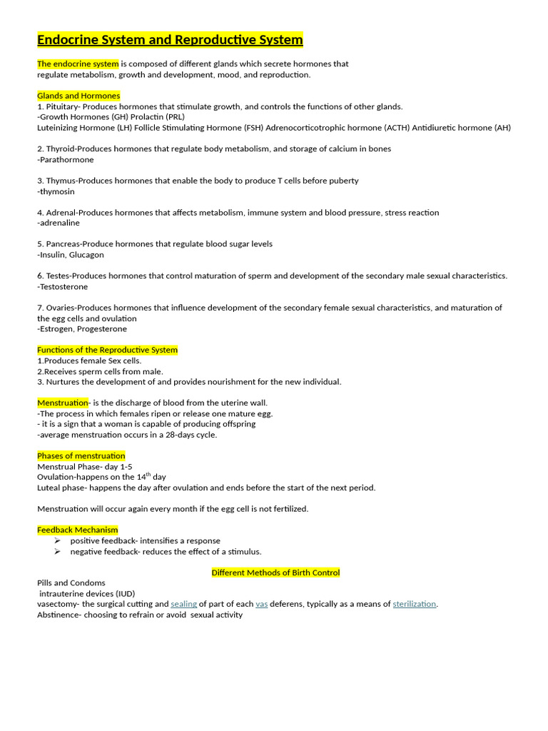 Endocrine and Reproductive Systems Overview | PDF | Menstrual Cycle | Rna