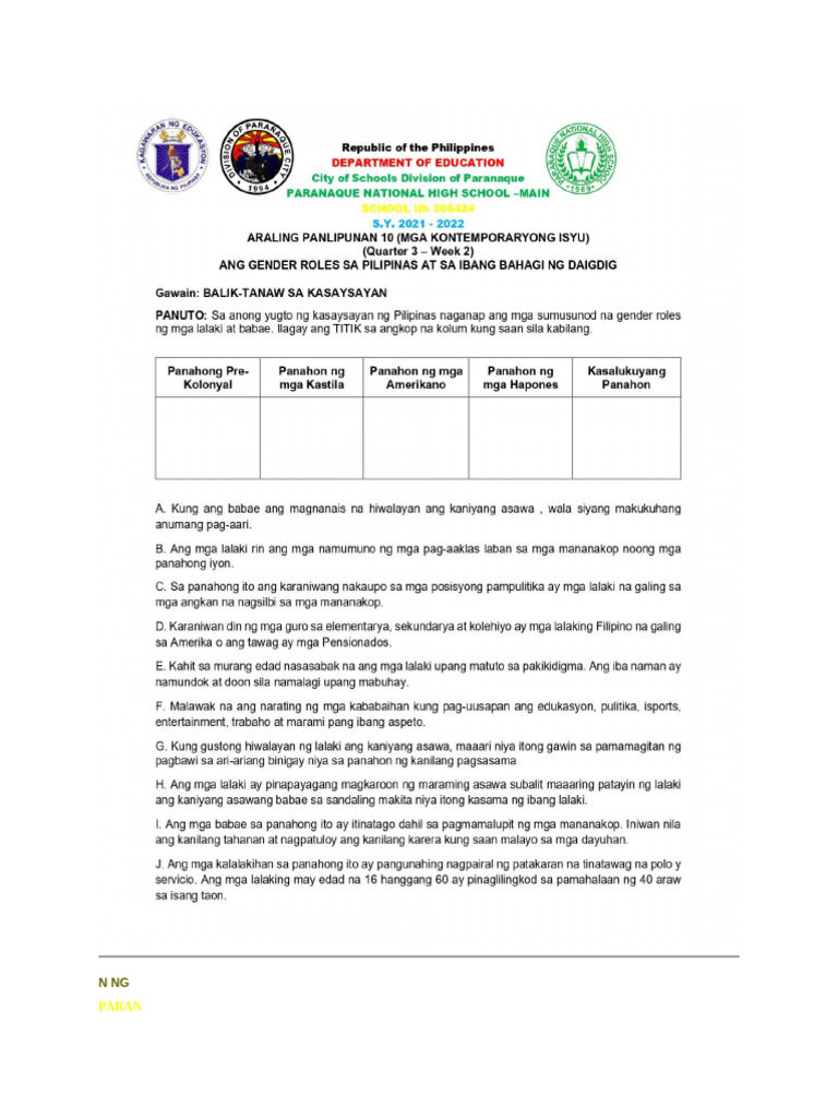 Quarter 3 Week 2 Learning Activity Sheet - Page-0001 | PDF