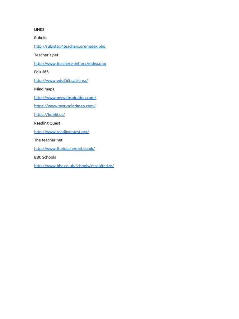 Essential Educational Resources Links | PDF