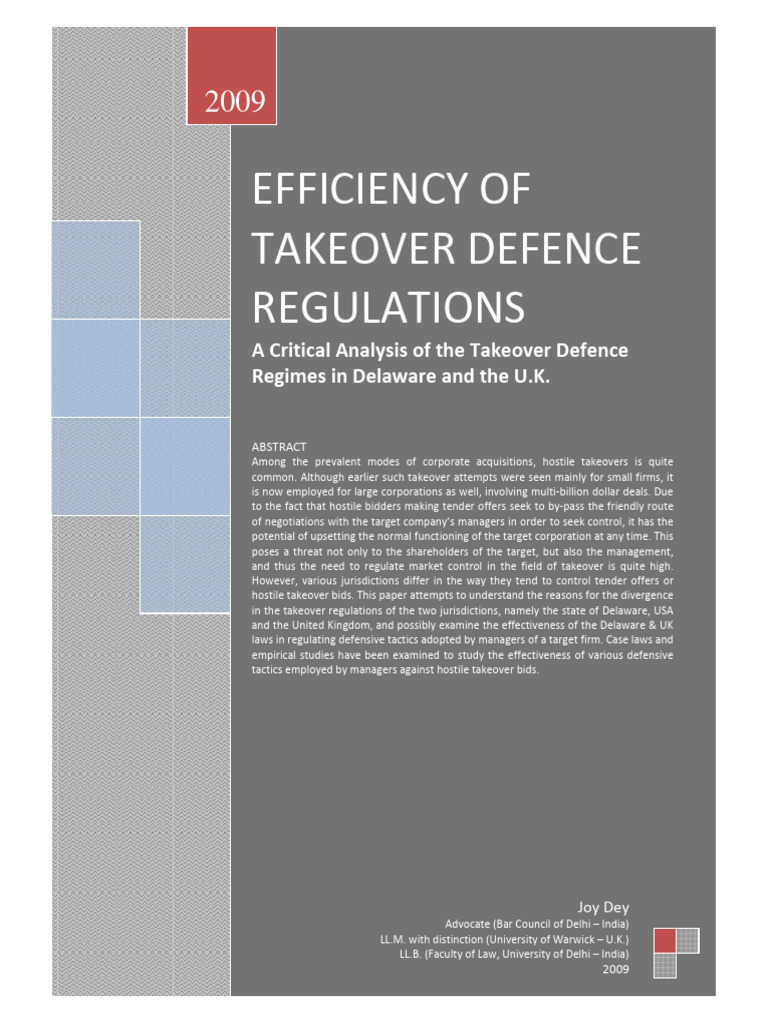 Takeover Defence Regulations: US vs UK | PDF | Takeover | Business ...