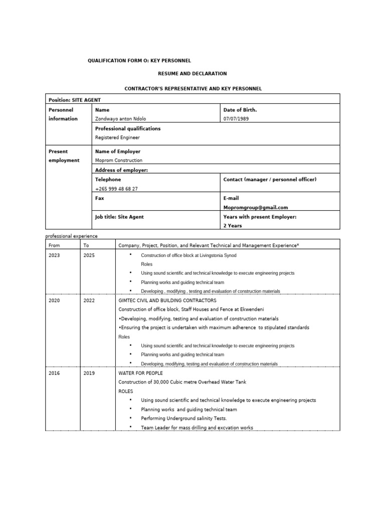Key Personnel Qualification Form | PDF | Sexual Harassment | Harassment