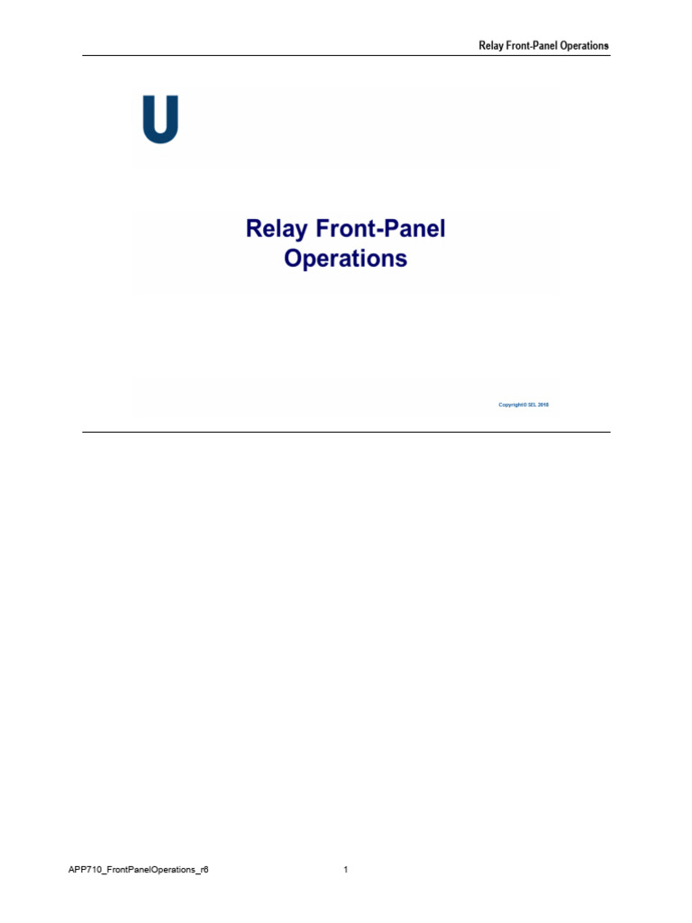 SEL-710 Relay Front-Panel Guide | PDF | Menu (Computing) | Computer Science
