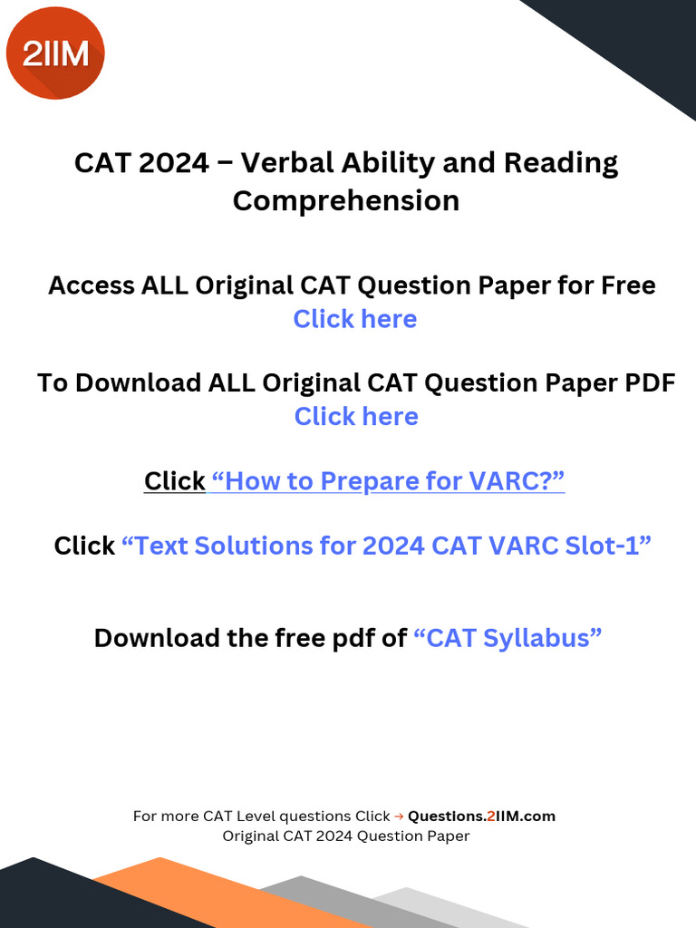 CAT 2024 VARC Question Paper Insights | PDF | Cartography | Behavioral ...