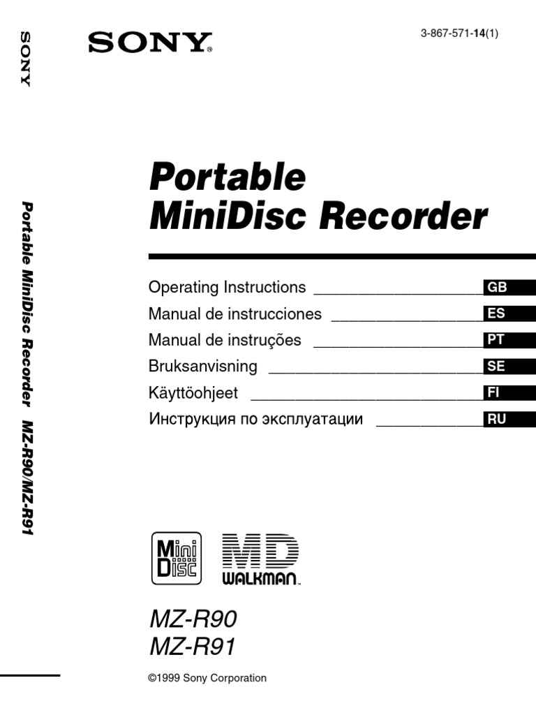MiniDisc Recorder MZ-R90/MZ-R91 Manual | PDF | Compact Disc | Compact ...