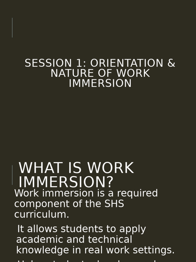 Work Immersion: Skills & Ethics Guide | PDF | Integrity | Behavior ...