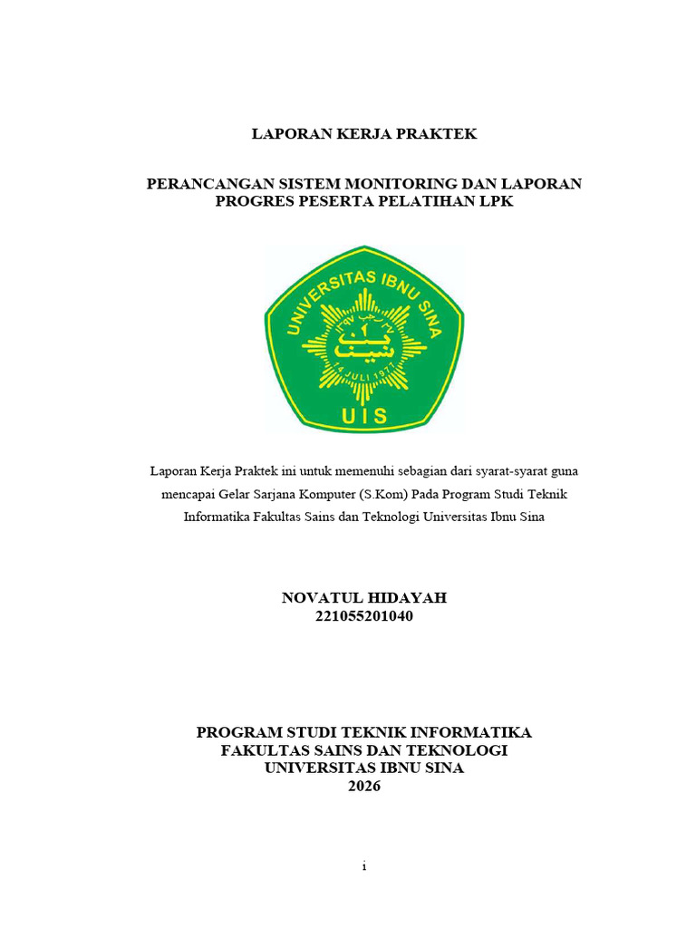 Sistem Monitoring Progres Pelatihan LPK | PDF