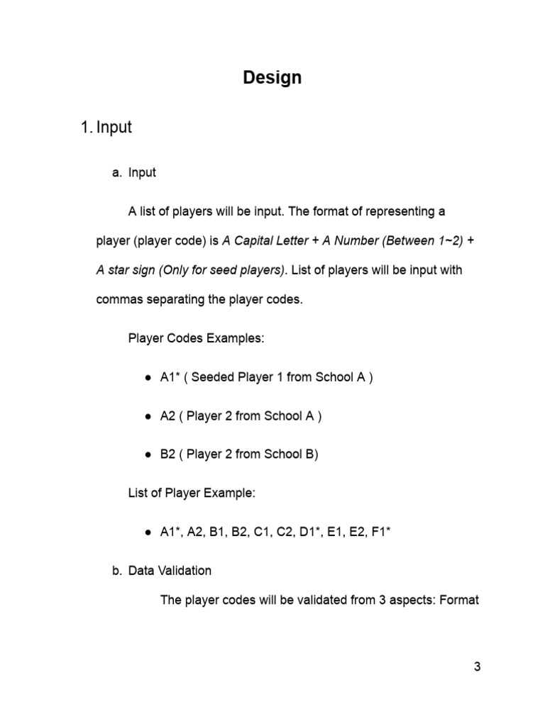 Player Code Input and Validation Guide | PDF