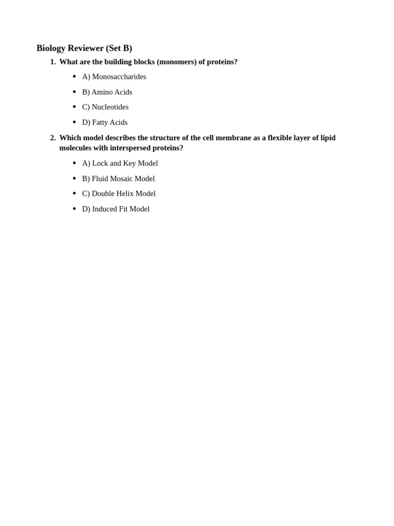 Biology Review Questions and Answers | PDF | Cell (Biology) | Biotechnology