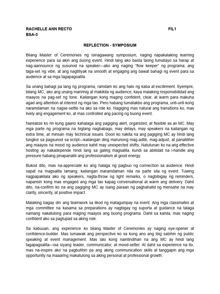 Symposium Reflection | PDF