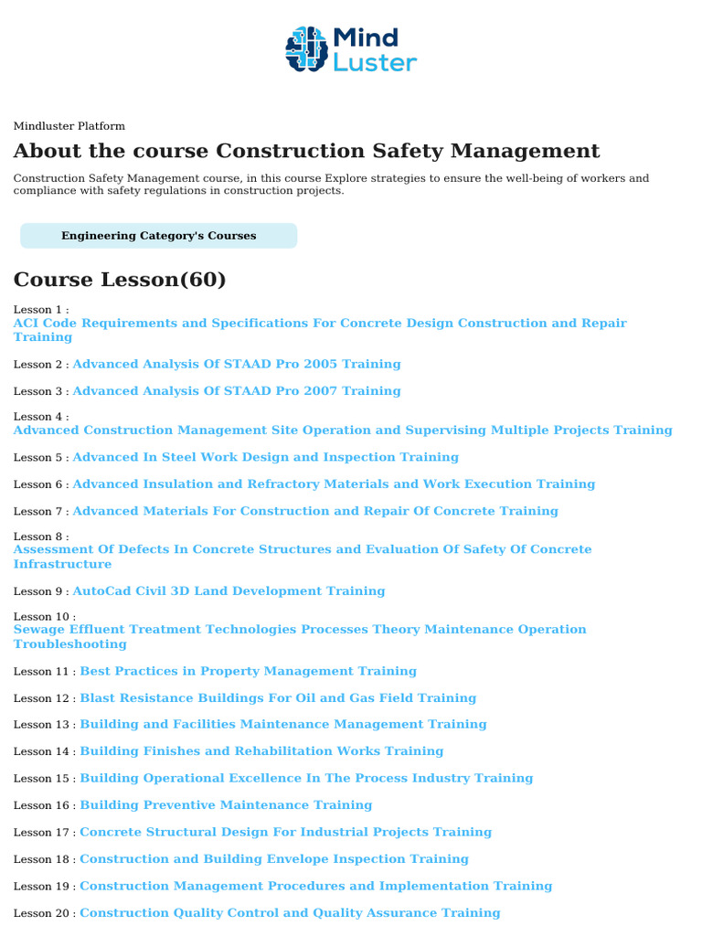 Construction Safety Management Course | PDF | Road | Concrete