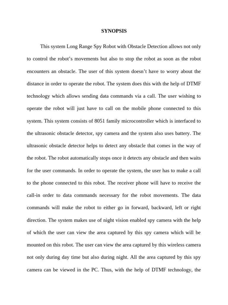 Mobile-Controlled Spy Robot System | PDF