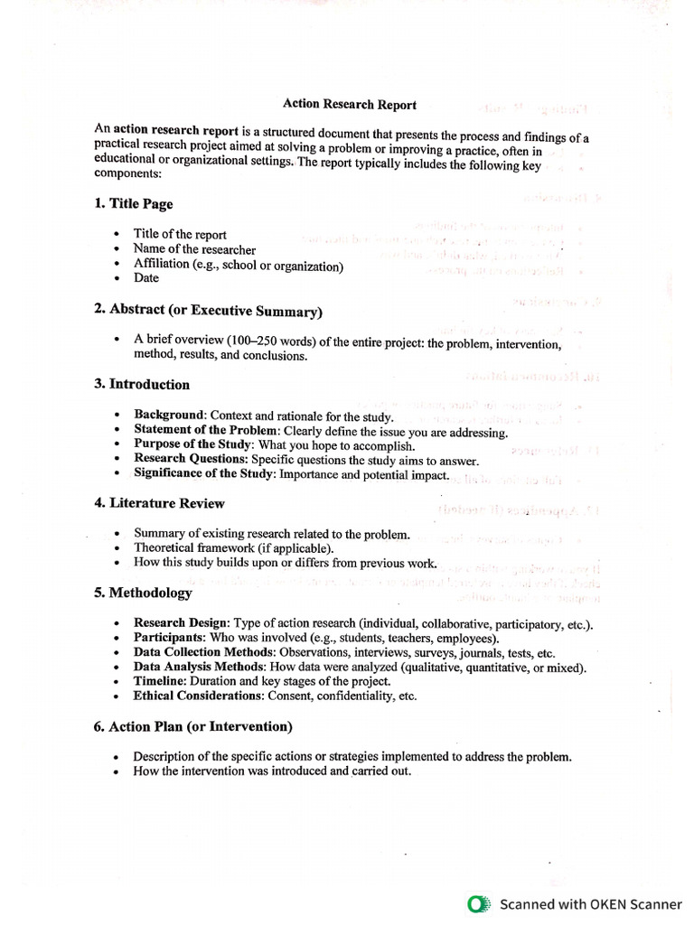 Action Research Report Contents | PDF