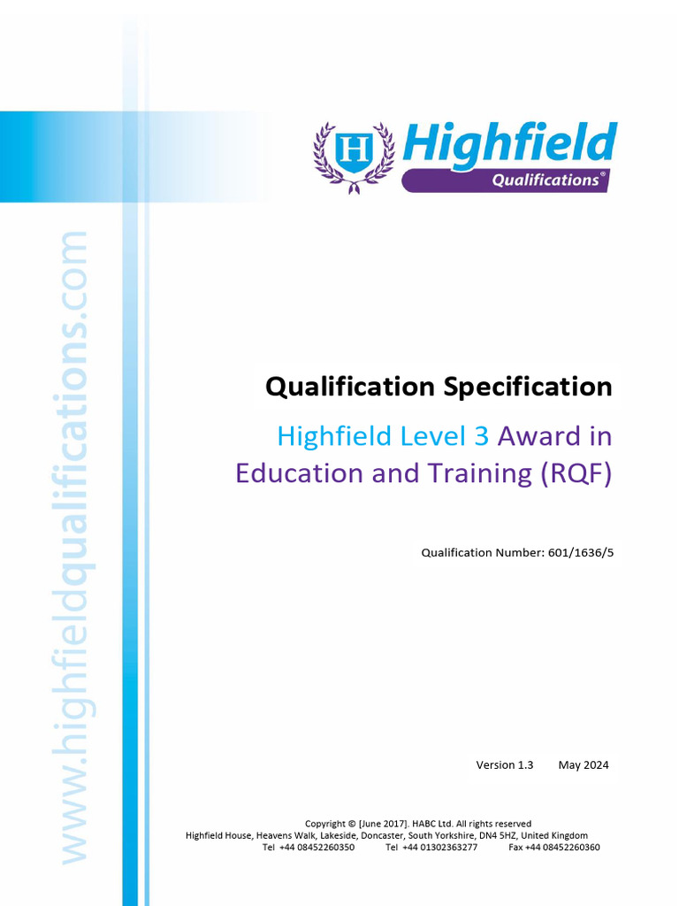 Highfield Level 3 Education & Training Award | PDF | Learning ...