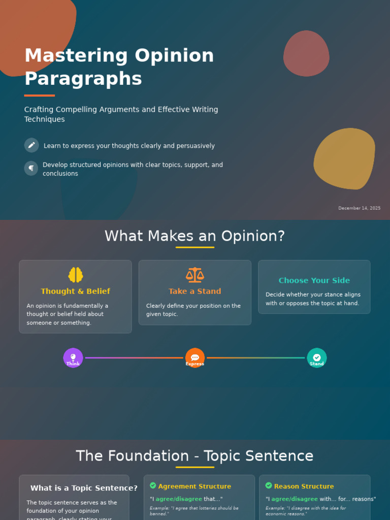 Crafting Compelling Opinion Paragraphs | PDF | Reason | Argument