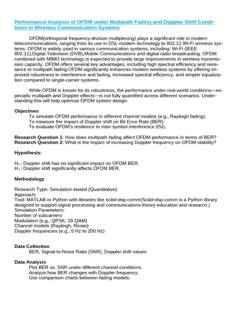 OFDM Performance in Fading and Doppler Conditions | PDF