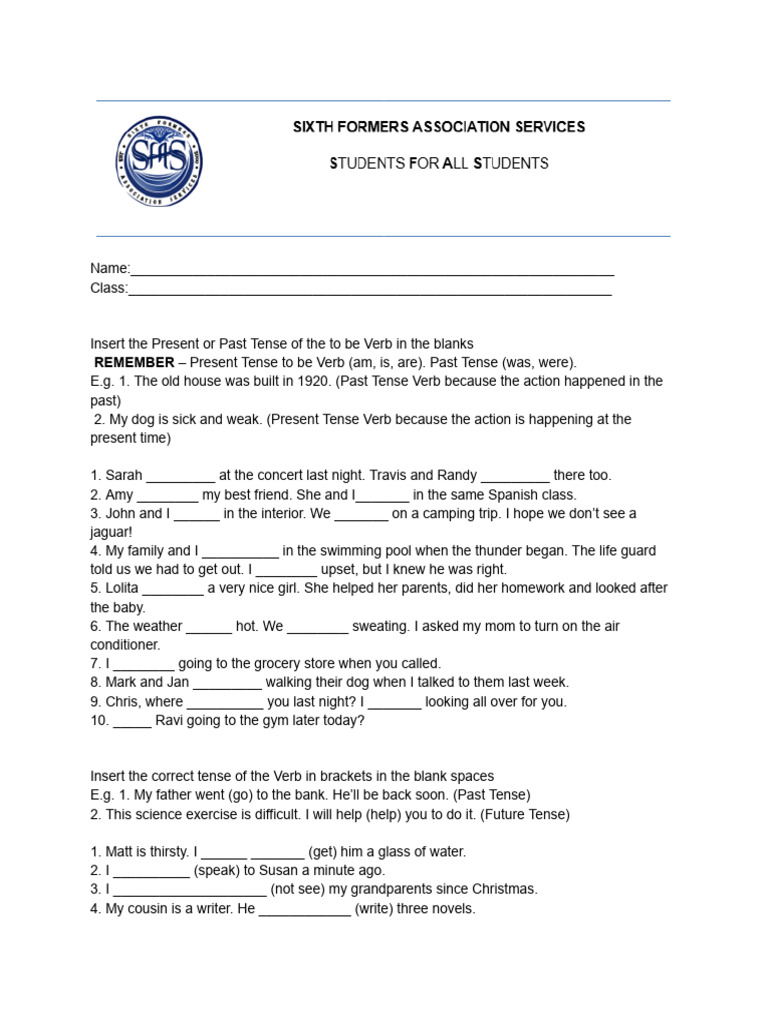 Fill in the Blanks: Verb Tenses Exercise | PDF | Semantic Units ...