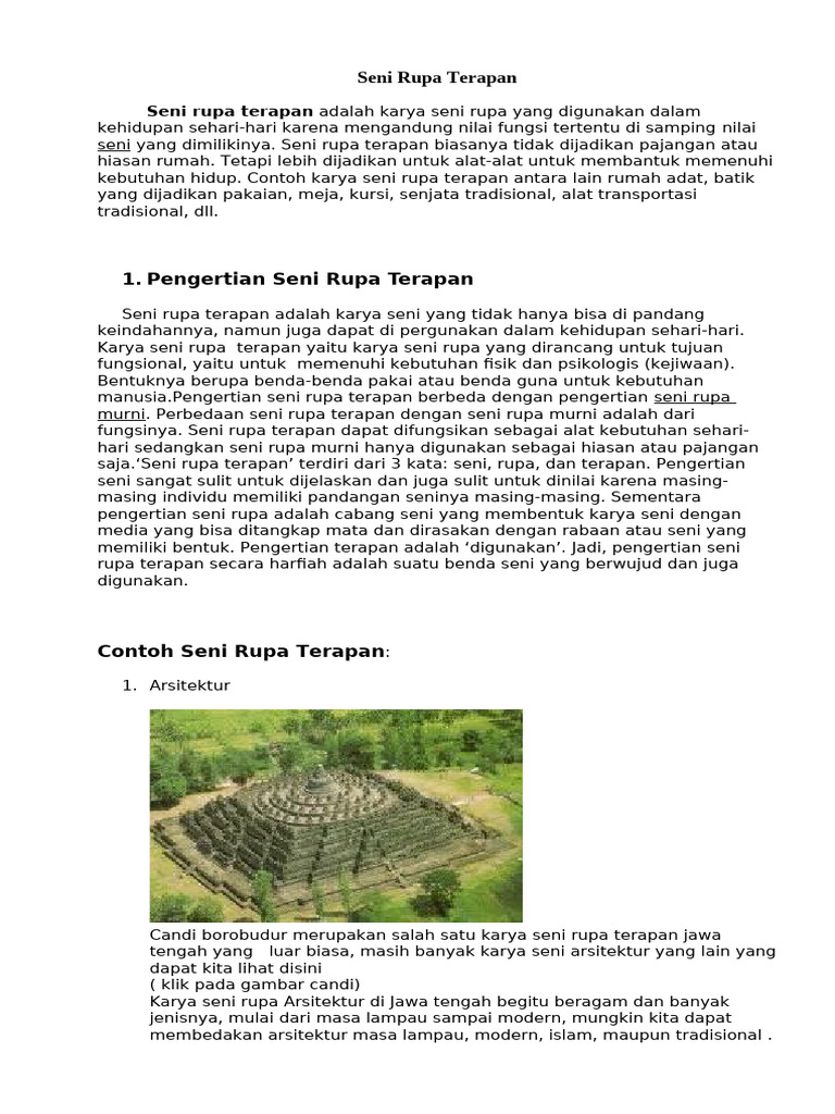 Seni Rupa Terapan dan Contohnya | PDF