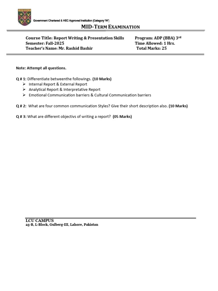 NCBA&E Report Writing Exam Guide | PDF