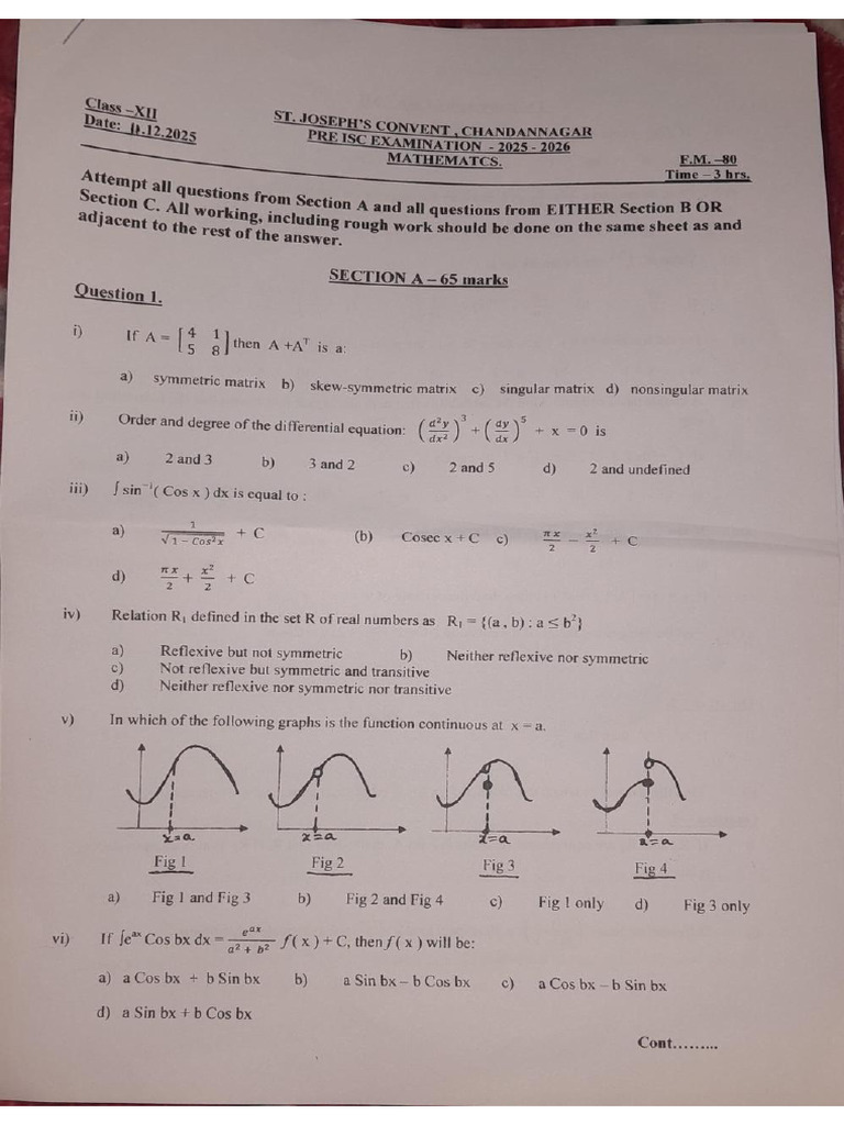 SJC Maths Pre Isc | PDF