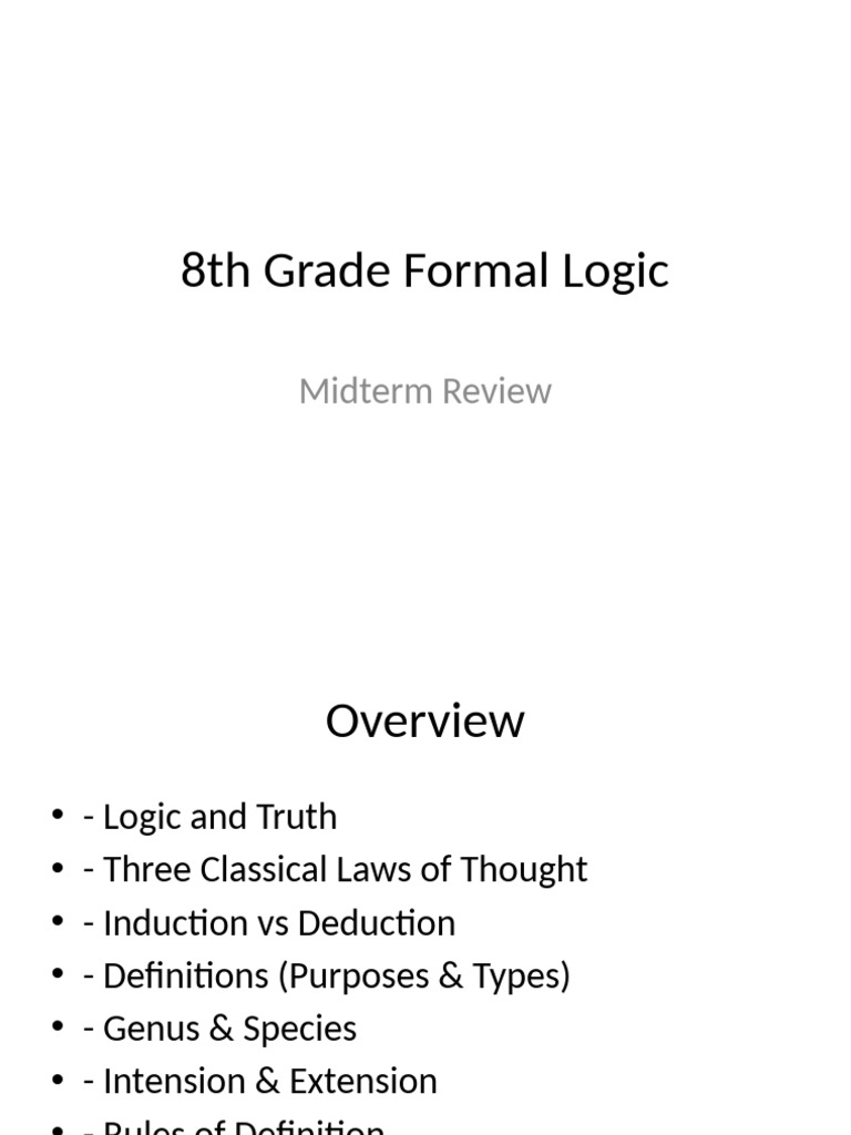 8th Grade Logic Midterm Review Guide | PDF