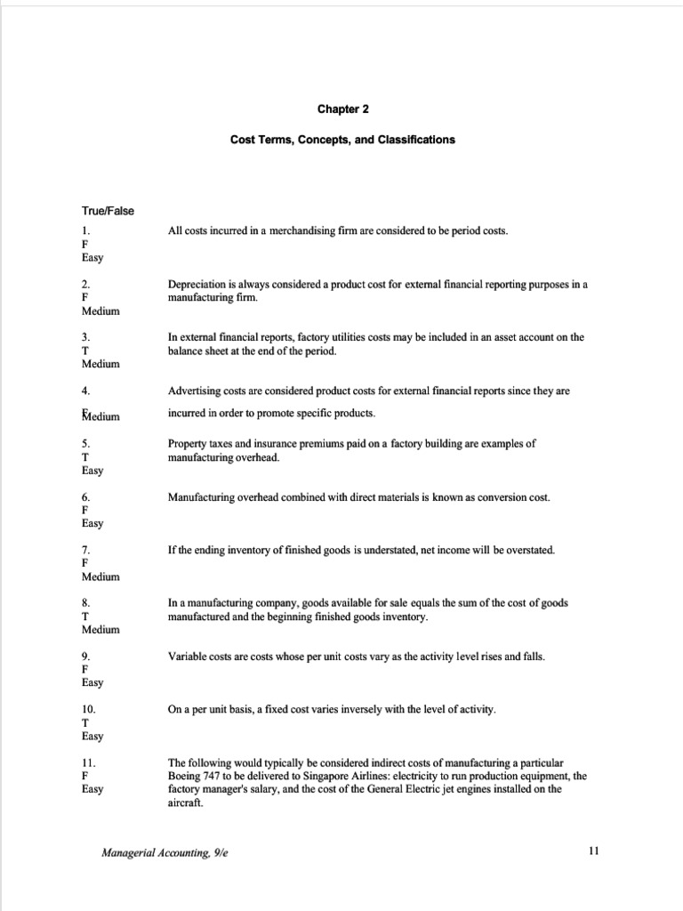 Cost Concepts and Classifications Guide | PDF | Cost Of Goods Sold ...