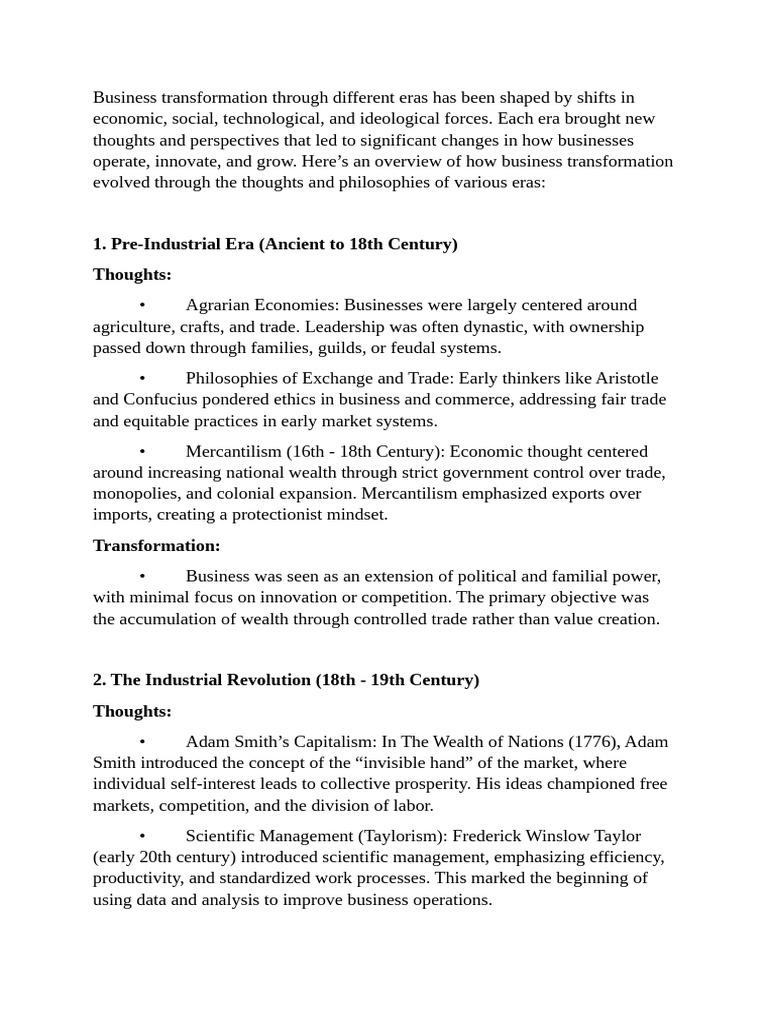 Evolution of Business Transformation | PDF | Market (Economics ...