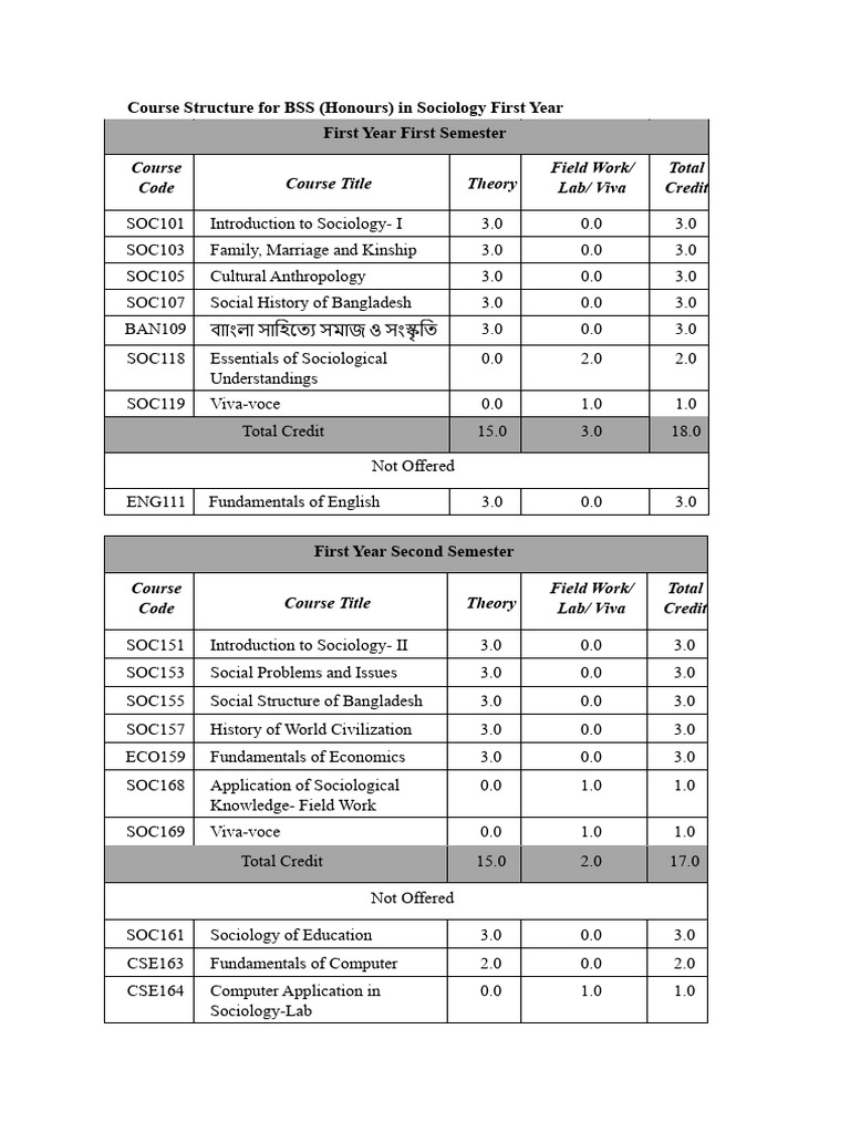 BSS Sociology Course Structure Overview | PDF | Sociology | Social ...