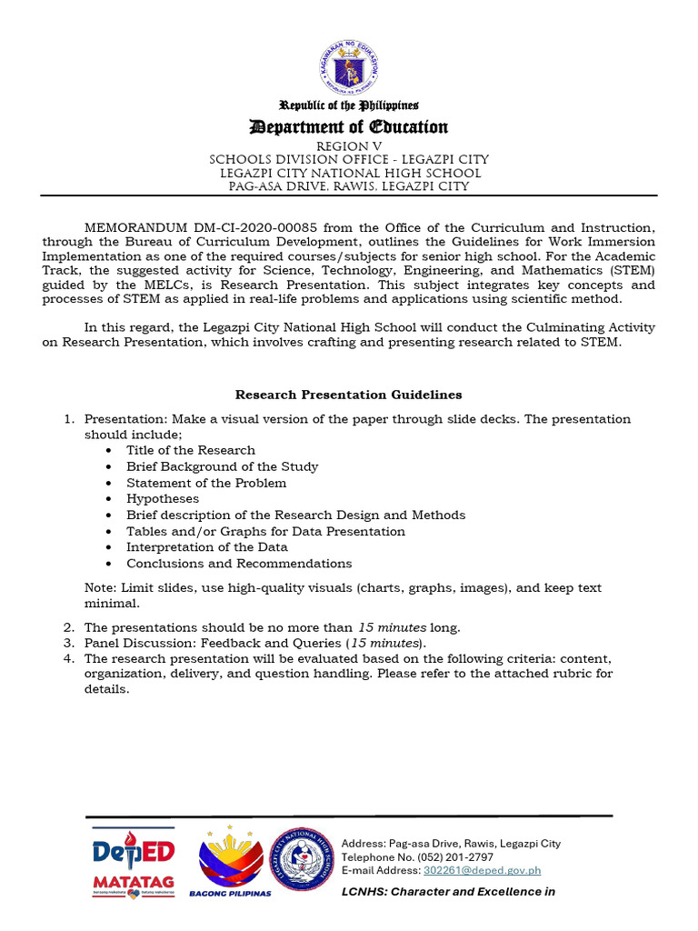 Guidelines for STEM Research Presentation | PDF | Science, Technology ...