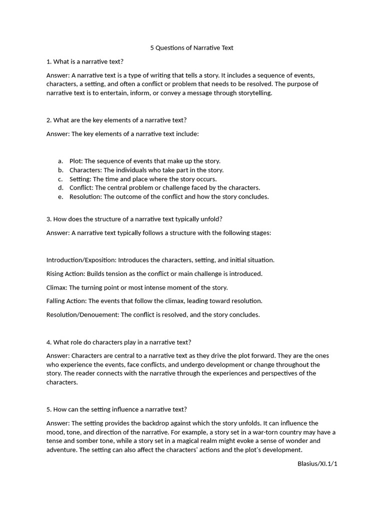 Understanding Narrative Text Elements | PDF