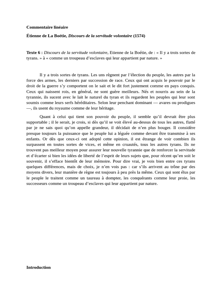 Typologie des tyrans selon La Boétie | PDF | Tyran