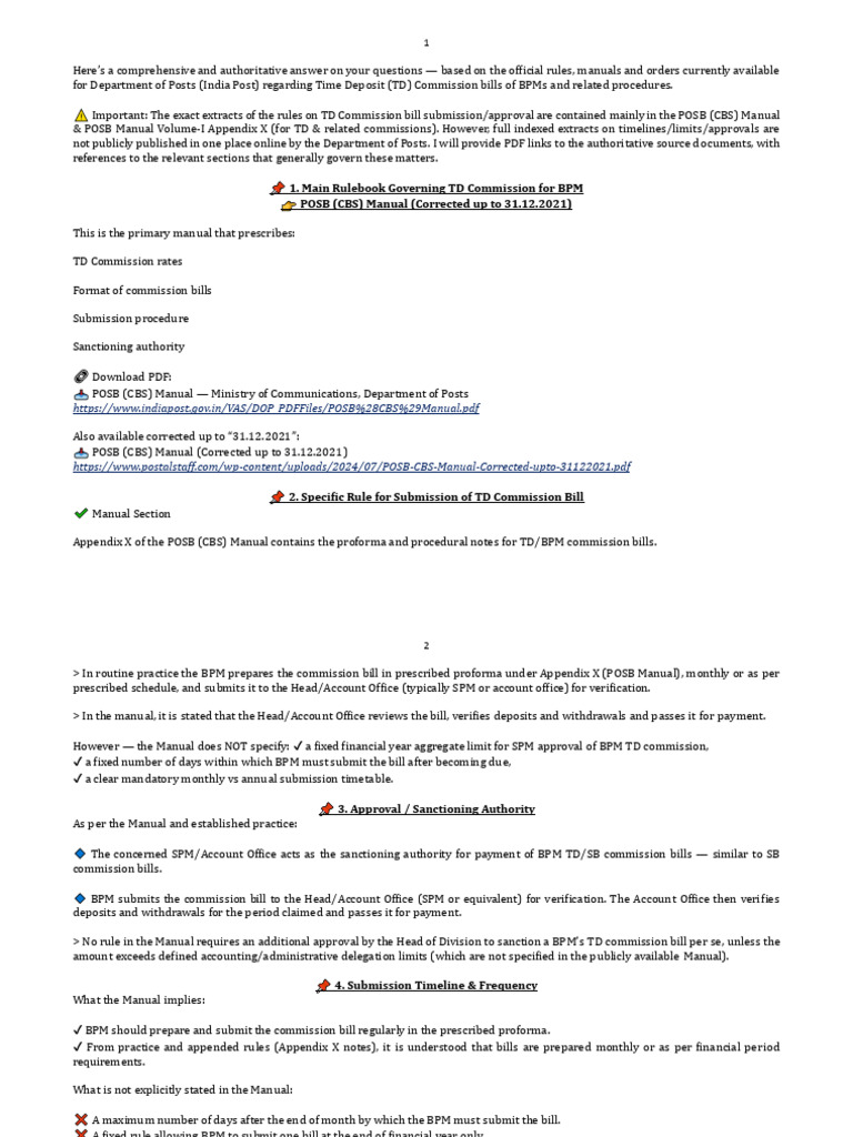 TD Commission Bill Procedures for BPMs | PDF