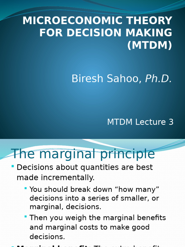 MTDM Lecture 3 | PDF | Marginal Cost | Economic Surplus