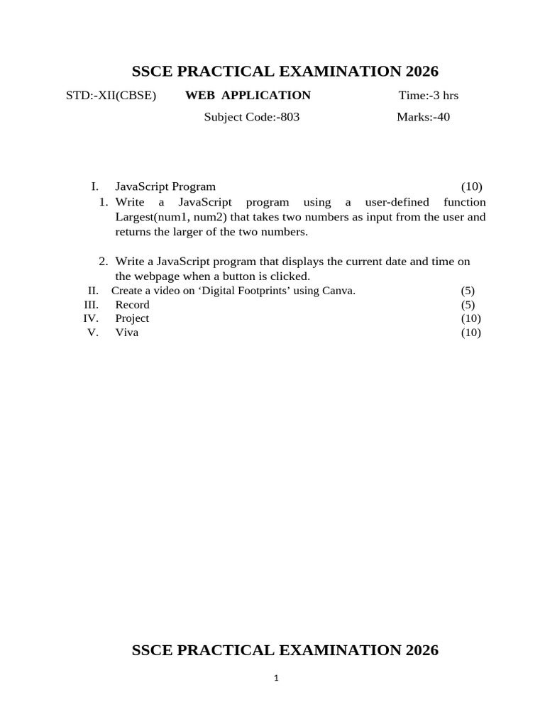 SSCE PRACTICALWEB 2025 | PDF | Java Script | String (Computer Science)