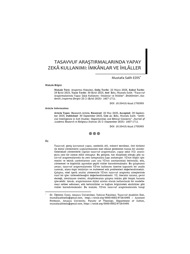 Yapay Zeka ve Tasavvuf Araştırmaları | PDF | Artificial Intelligence ...