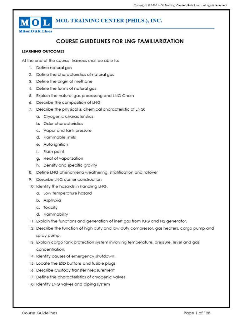 LNG Familiarization Course Guidelines | PDF | Liquefied Natural Gas ...