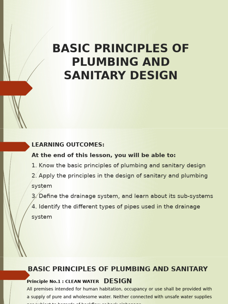 Plumbing and Sanitary Design Principles | PDF | Plumbing | Sanitary Sewer